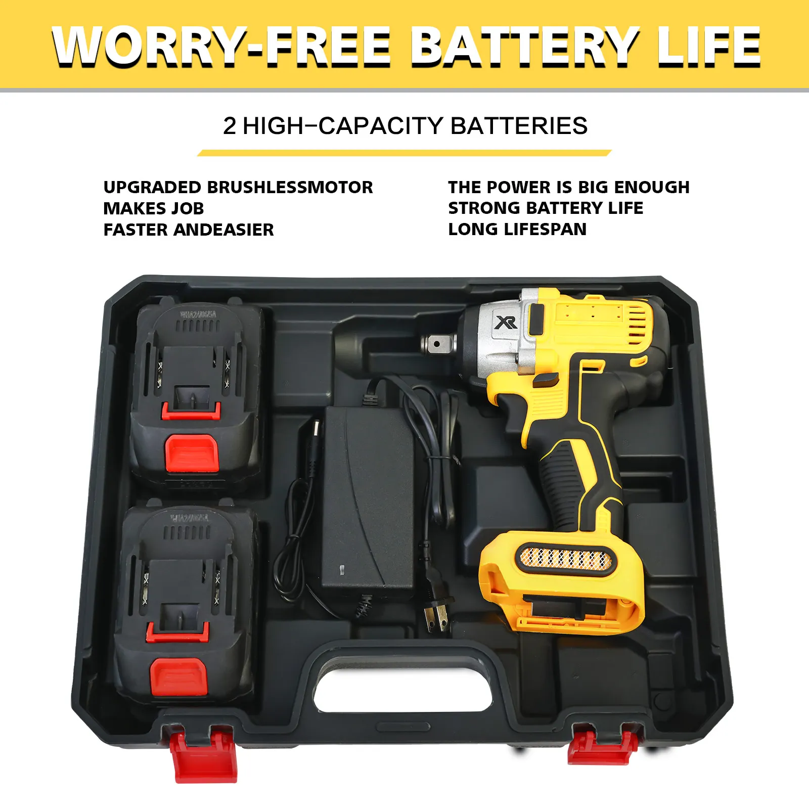 1/2 Inch Electric Wrench Cordless Impact Driver 20V Powerful Brushless 280 ft-lbs (380N.m) with 3.0Ah Battery and Charger