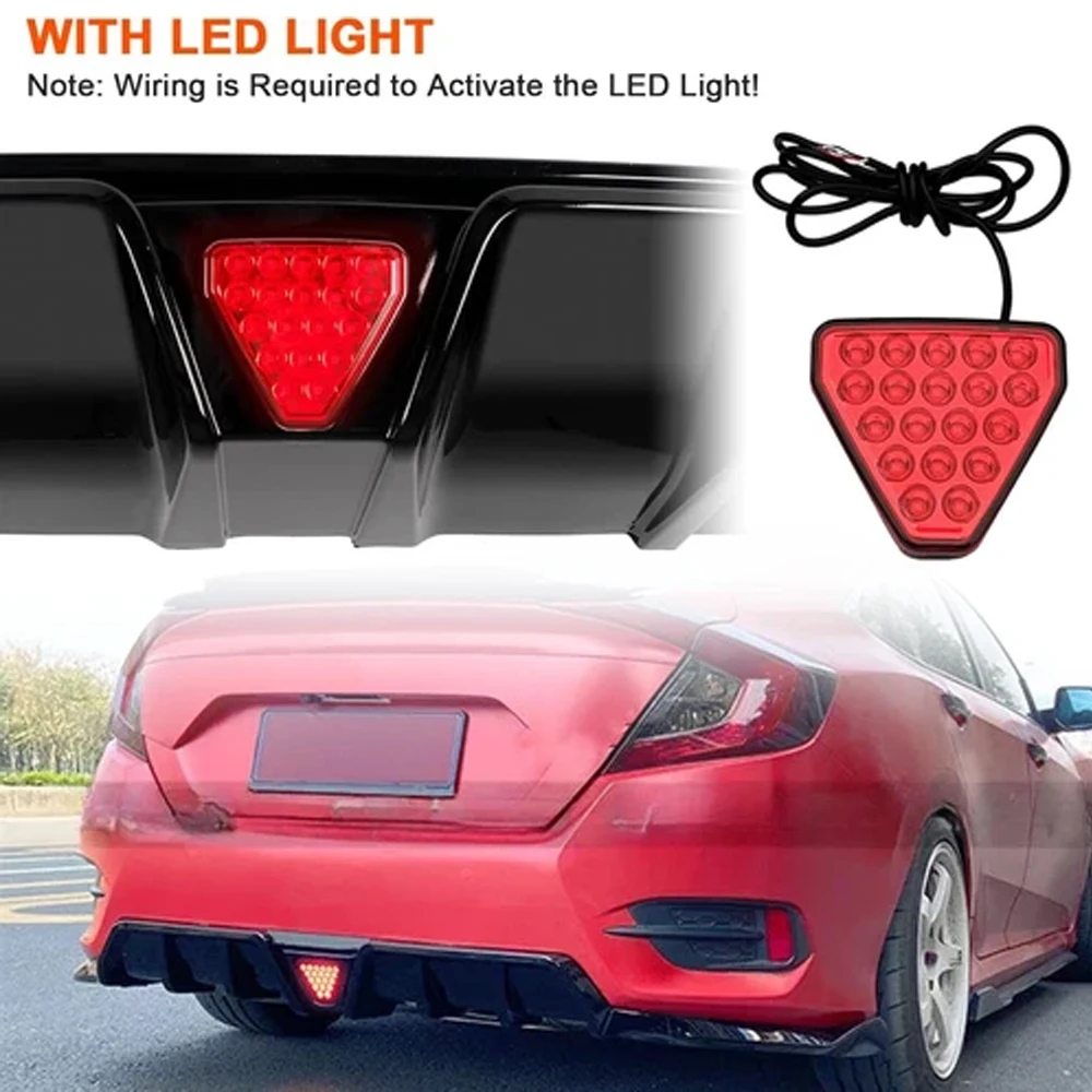 1Set Quality Car Rear Bumper Splitter Lip Diffuser Body Kit And LED Light For Honda Civic 2016-2022 10th 4Dr Sedan Spoiler Guard