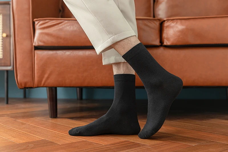 10 Pairs New Men's Cotton Socks Black Business Men Socks Soft Breathable Autumn Spring for Male White US6-10