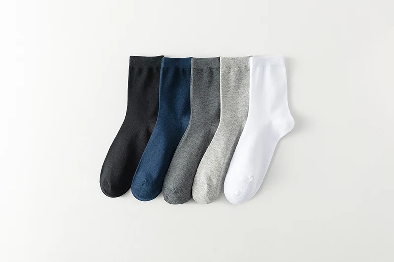 10 Pairs New Men's Cotton Socks Black Business Men Socks Soft Breathable Autumn Spring for Male White US6-10