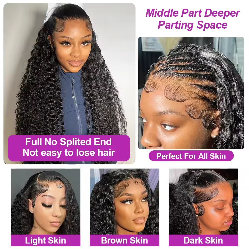 40 46 Inch 13x4 13x6 HD Lace Front Wig Deep Wave Frontal Wig Human Hair Brazilian Curly Lace Front Wigs For Women 300% Density