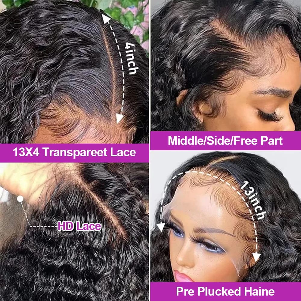 40 46 Inch 13x4 13x6 HD Lace Front Wig Deep Wave Frontal Wig Human Hair Brazilian Curly Lace Front Wigs For Women 300% Density