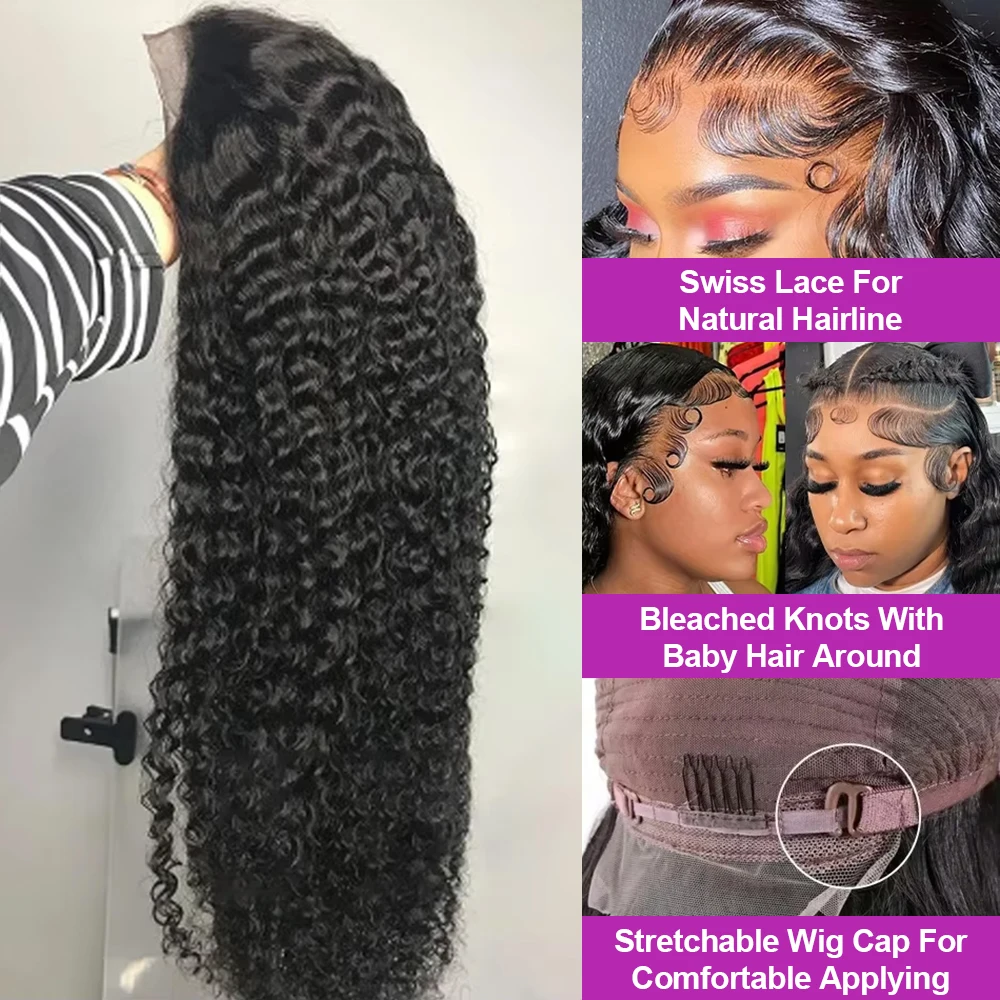 40 46 Inch 13x4 13x6 HD Lace Front Wig Deep Wave Frontal Wig Human Hair Brazilian Curly Lace Front Wigs For Women 300% Density