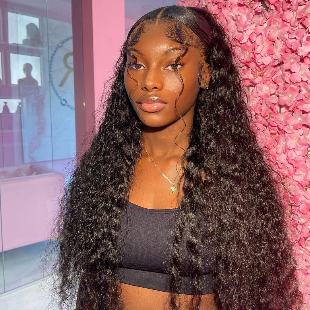 40 46 Inch 13x4 13x6 HD Lace Front Wig Deep Wave Frontal Wig Human Hair Brazilian Curly Lace Front Wigs For Women 300% Density