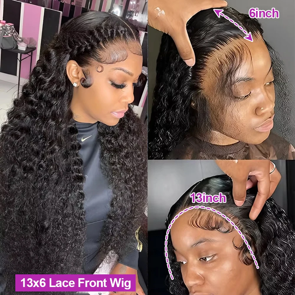 40 46 Inch 13x4 13x6 HD Lace Front Wig Deep Wave Frontal Wig Human Hair Brazilian Curly Lace Front Wigs For Women 300% Density