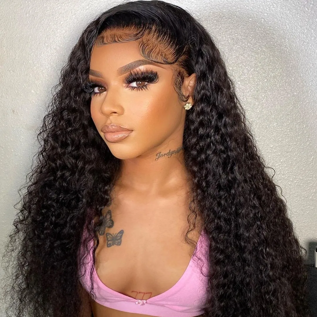 40 46 Inch 13x4 13x6 HD Lace Front Wig Deep Wave Frontal Wig Human Hair Brazilian Curly Lace Front Wigs For Women 300% Density