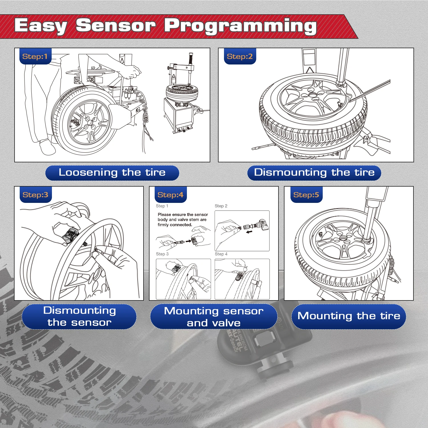 Autel MX Sensor 315 433MHZ 2In1 TPMS Tire Repair Tool Auto Accessory Tyre Pressure Monitor Pad Programmer For TS501 TS508WF