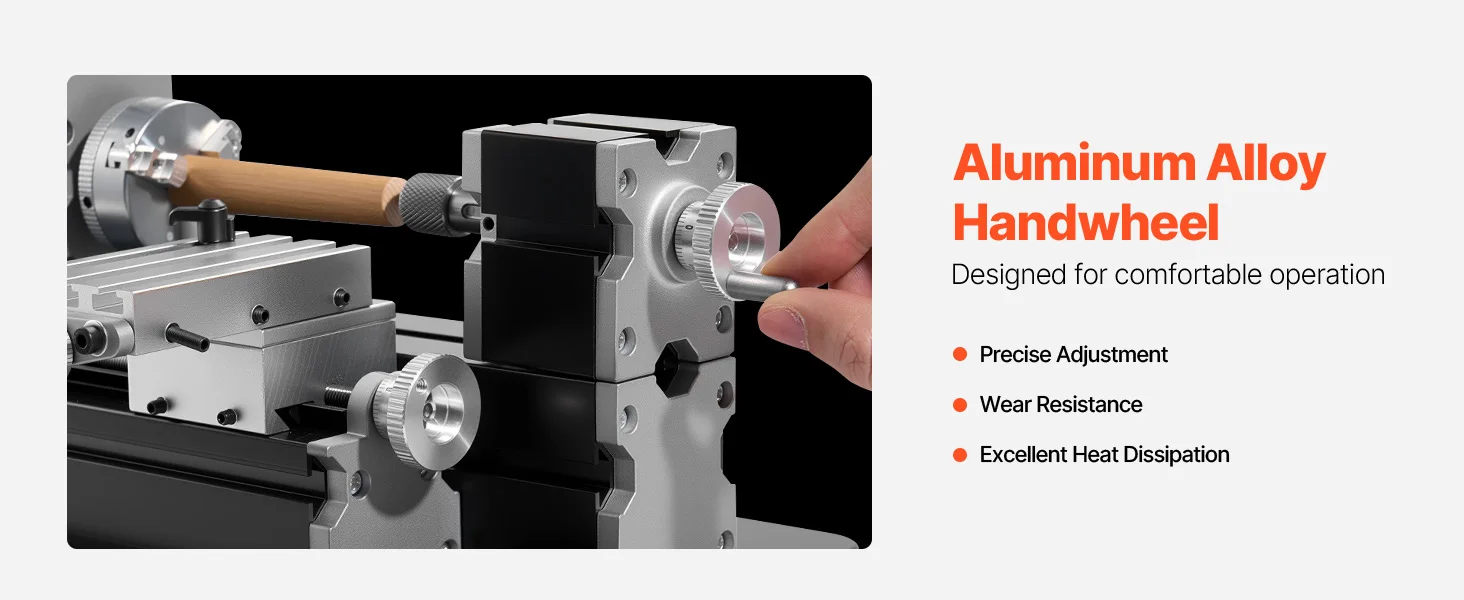 SucceBuy 2.76x5.12 in Mini Metal Lathe Machine 36W 20,000 RPM Speed + 3-jaw Chuck Aluminum Alloy for Processing Precision Parts