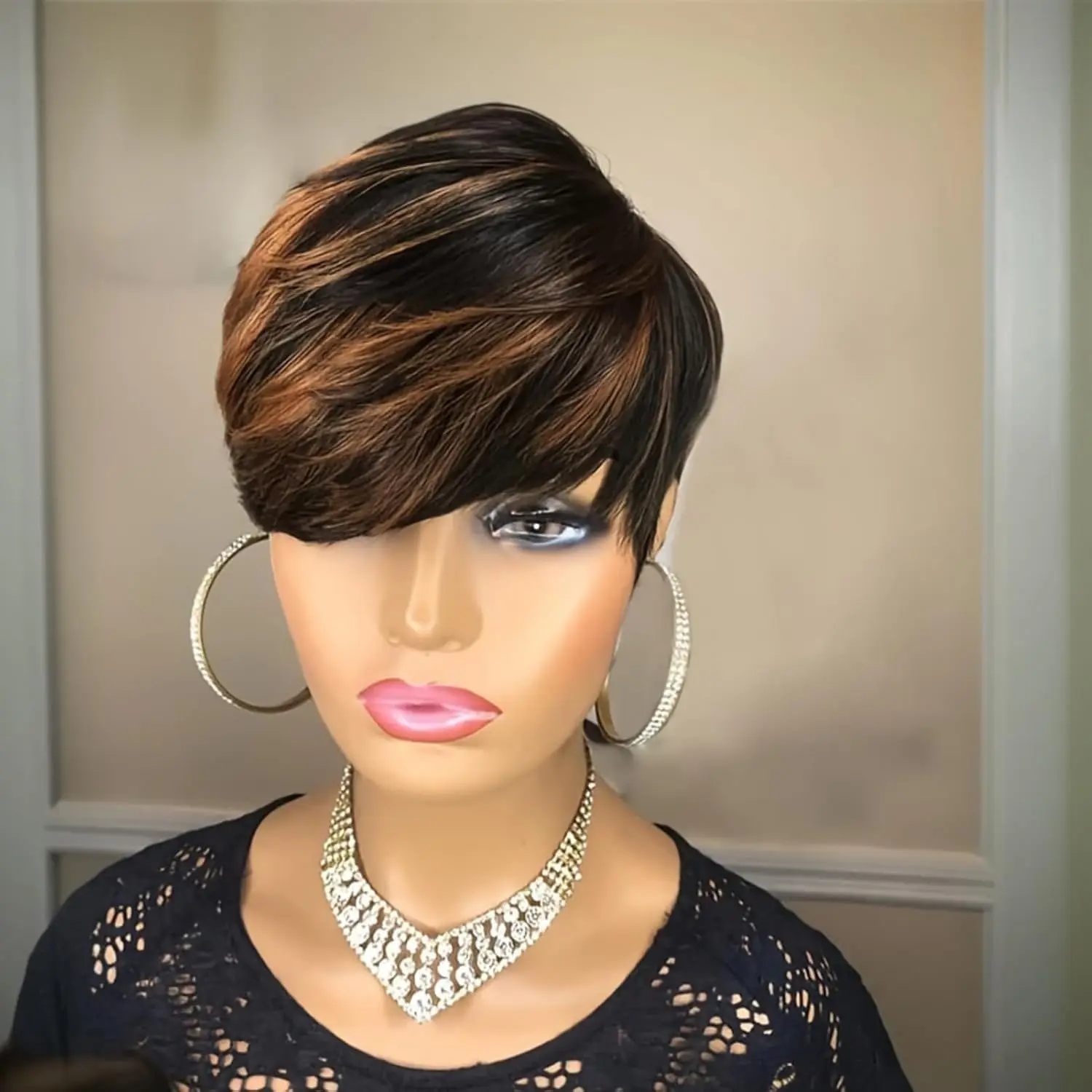 Short Pixie Cut Wig for Women Pixie synthetic Wig for Glueless Full Machine Made Wigs Easy to Wear Throw On and Go Wigs