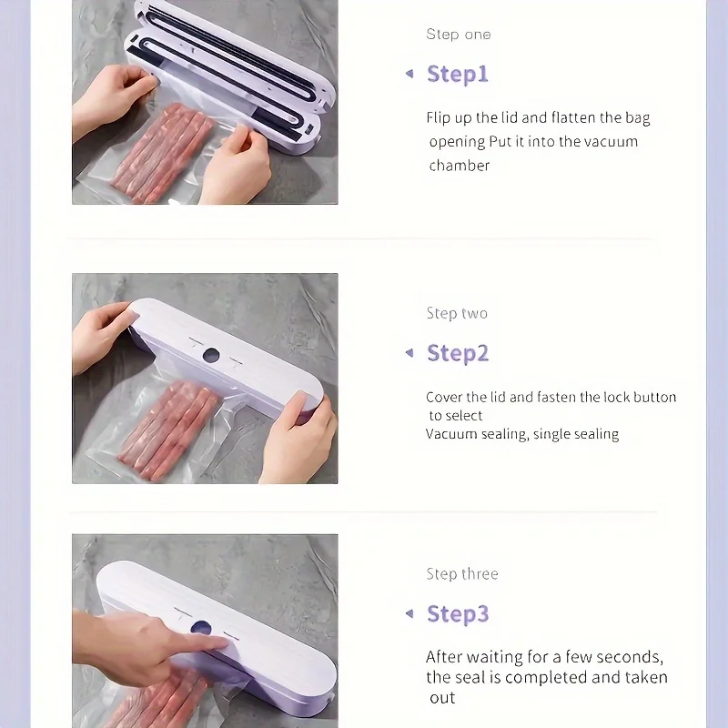 1 Unit Compact Full-Automatic Vacuum Sealer,110-130V Food Packager,Suitable For Dry/Wet Food Small Fresh-Keeper,Kitchen Storage