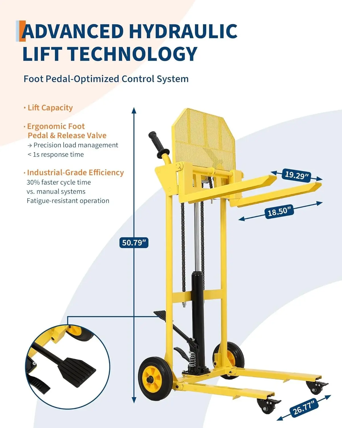 440Lbs Hydraulic Material Lift 36" Max Lift Pallet Stacker Forklift Portable With Steel Platform For Warehouse Workshop