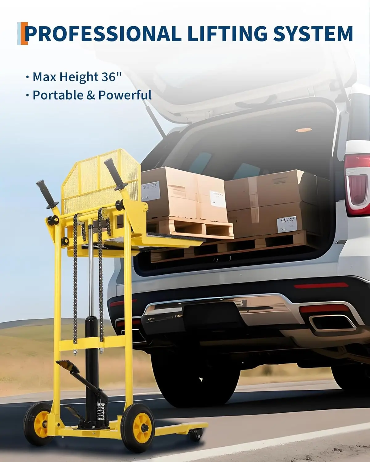 440Lbs Hydraulic Material Lift 36" Max Lift Pallet Stacker Forklift Portable With Steel Platform For Warehouse Workshop