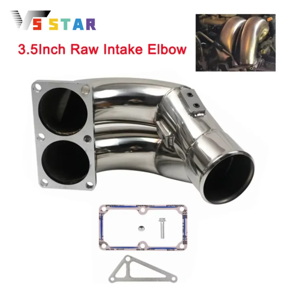 3.5 Inch Stainless Steel Raw Intake Elbow For 2007-2018 Dodge Ram 2500 3500 6.7L Turbo Diesel Sliver