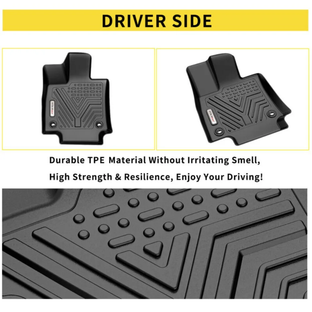 3D Floor Mats for 2019- 2025 Toyota RAV4 All Weather TPE Rubber Car Floor Liners