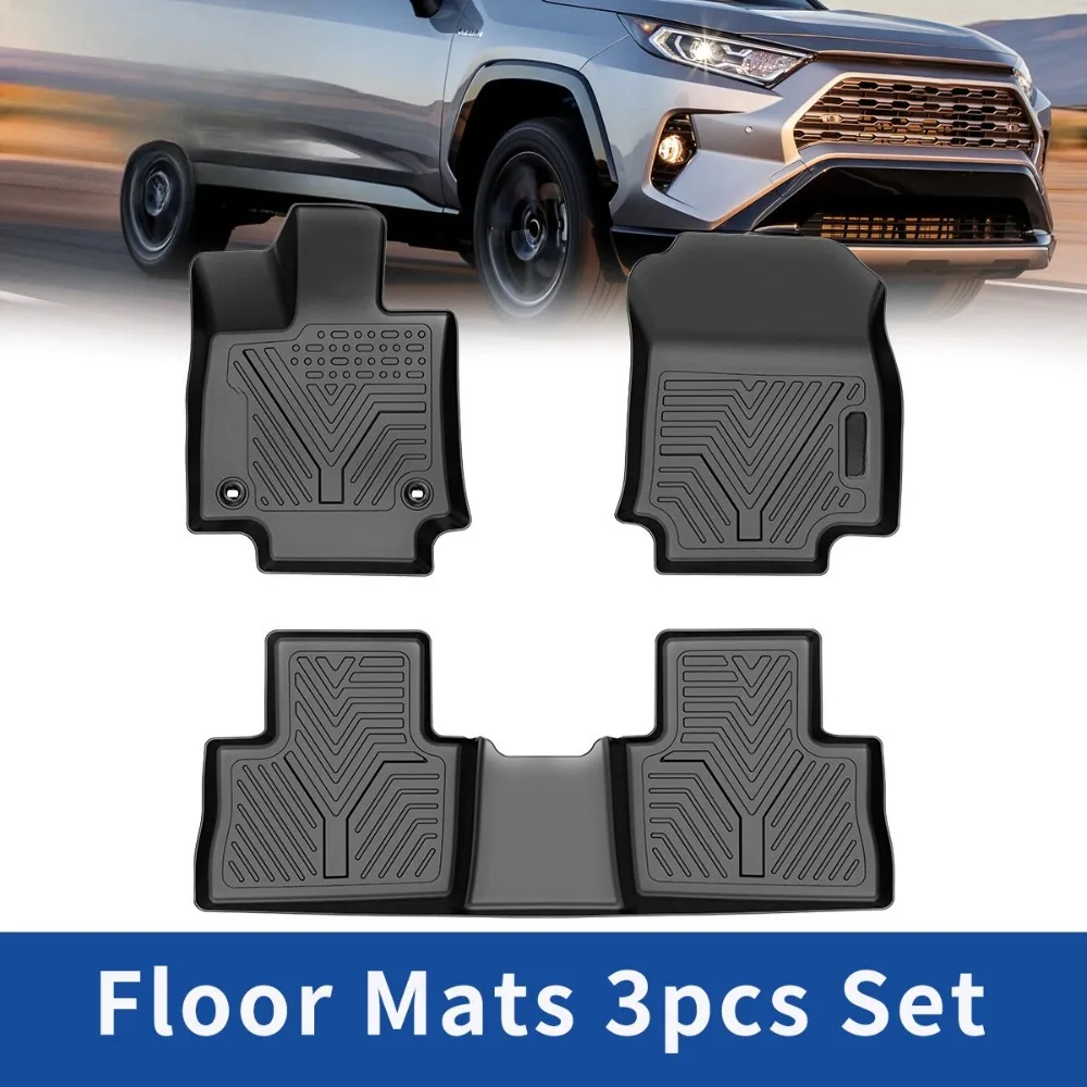 3D Floor Mats for 2019- 2025 Toyota RAV4 All Weather TPE Rubber Car Floor Liners