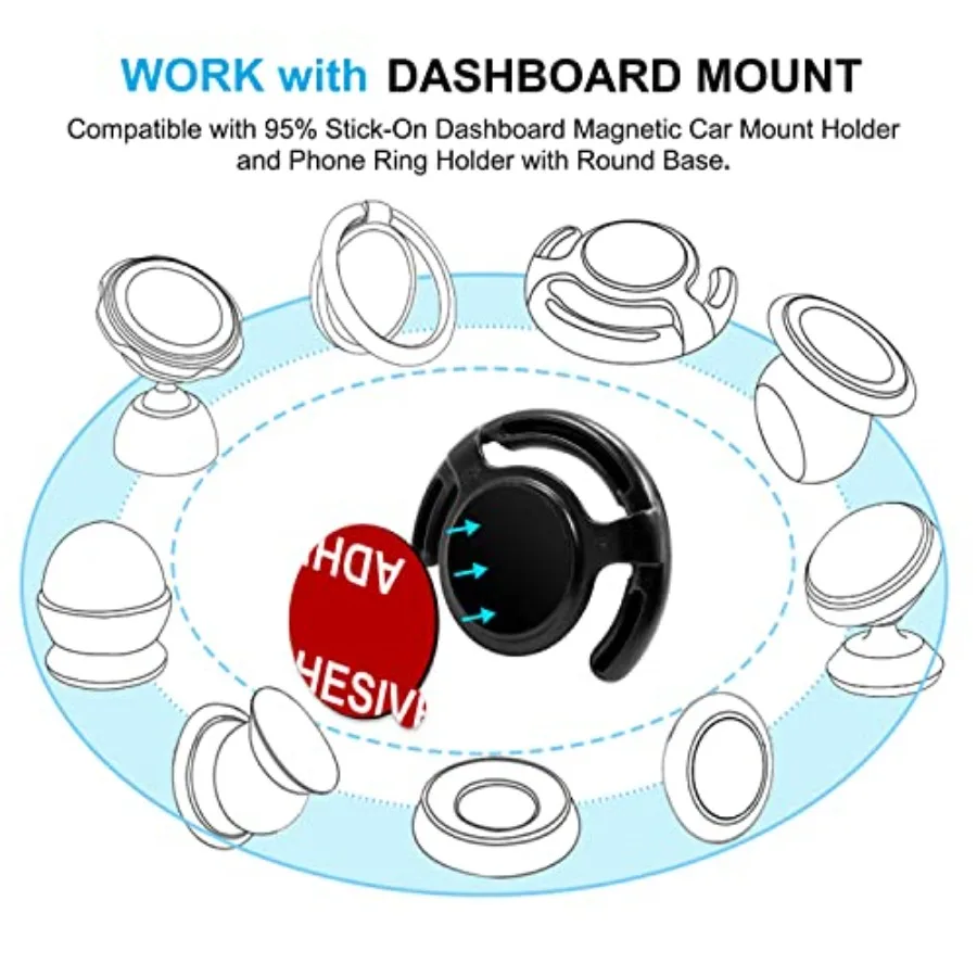 12 PCS Double Sided Adhesive Stickers High Bond Sticky Replacement for Car Magnetic Phone Holder Base Round Tape Compatible wit