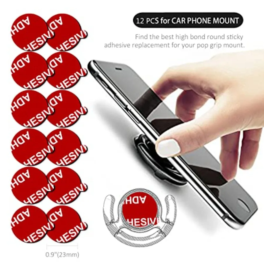 12 PCS Double Sided Adhesive Stickers High Bond Sticky Replacement for Car Magnetic Phone Holder Base Round Tape Compatible wit