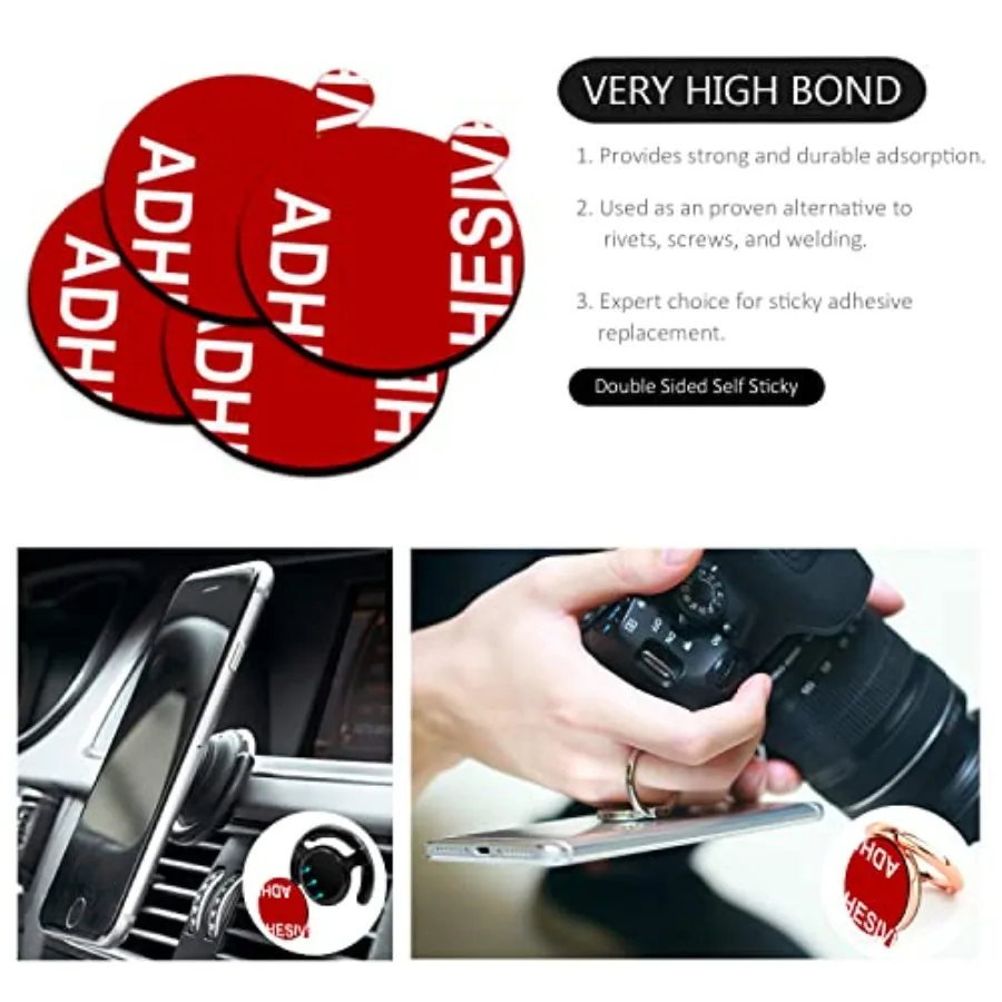 12 PCS Double Sided Adhesive Stickers High Bond Sticky Replacement for Car Magnetic Phone Holder Base Round Tape Compatible wit