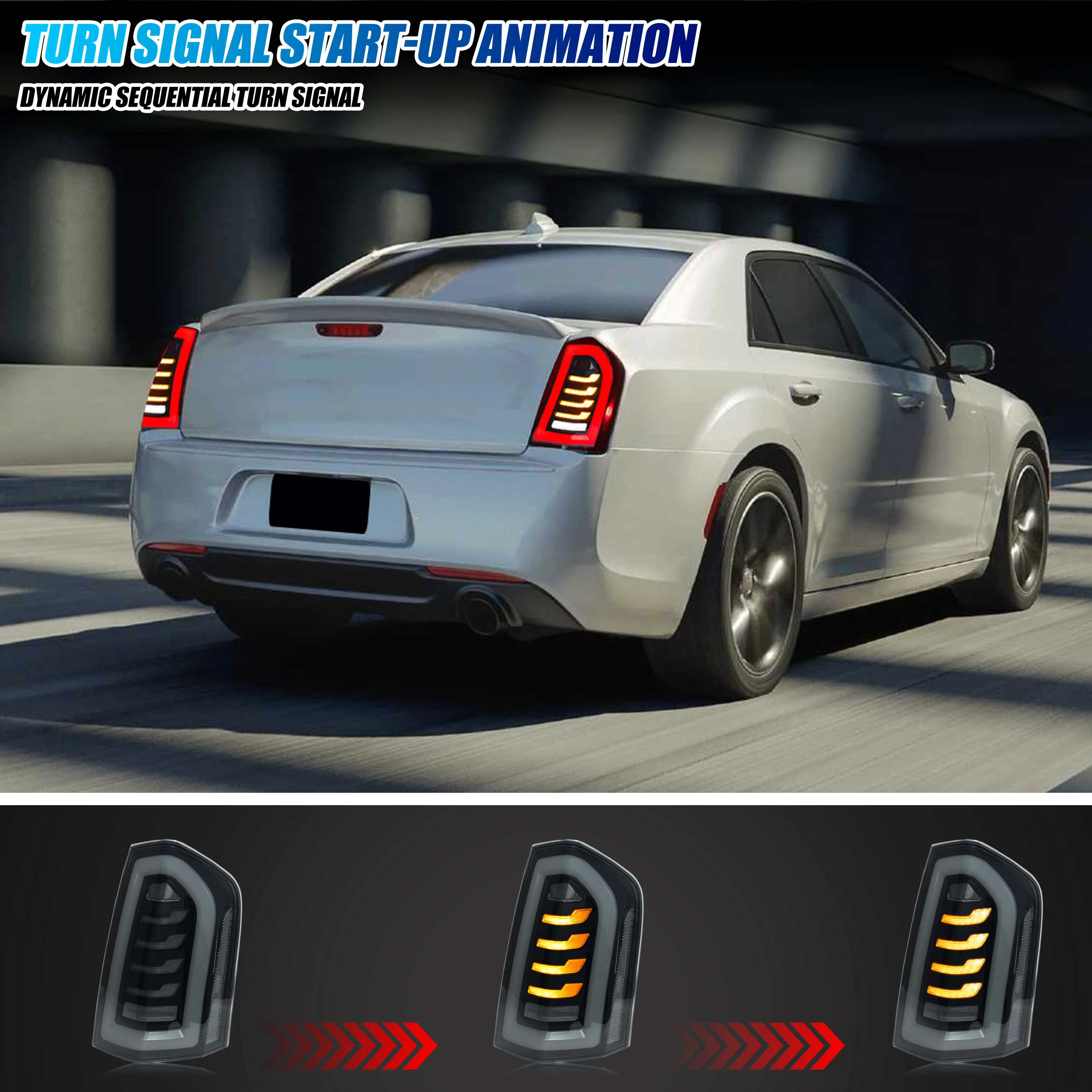 LED RGB Tail Lights for Chrysler 300 300C 300S 2011-2014 Sequential Turn Signal APP Control Rear Lamps Assembly [Not Fit 2015]