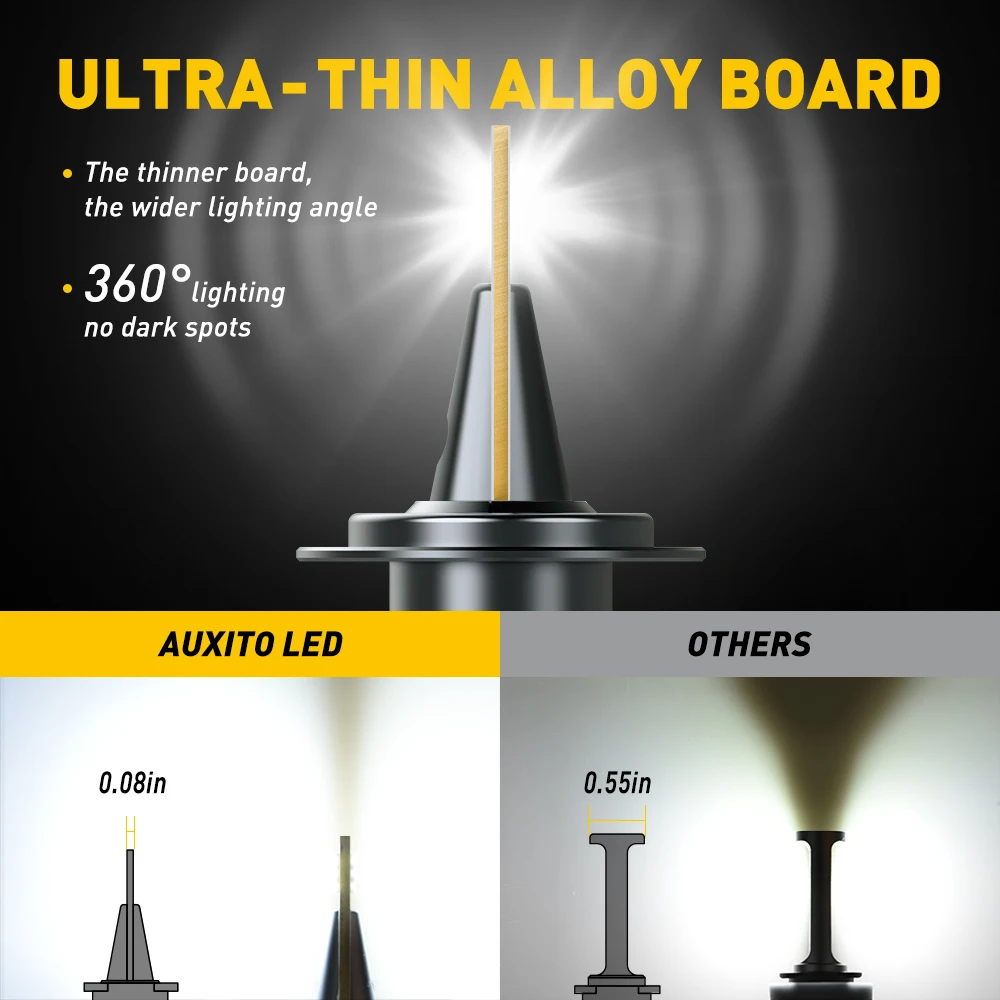 AUXITO 2Pcs Y13 Turbo H11 H8 H9 LED Headlight Bulbs Canbus 80W 9005 HB3 9012 9006 H4 H7 LED Headlamp High Low Beam 6500K White