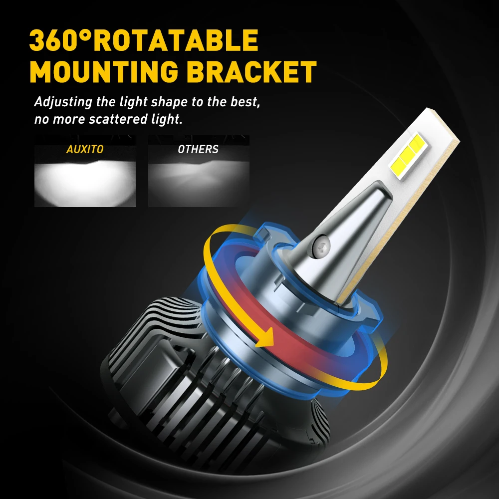 AUXITO 2Pcs Y13 Turbo H11 H8 H9 LED Headlight Bulbs Canbus 80W 9005 HB3 9012 9006 H4 H7 LED Headlamp High Low Beam 6500K White
