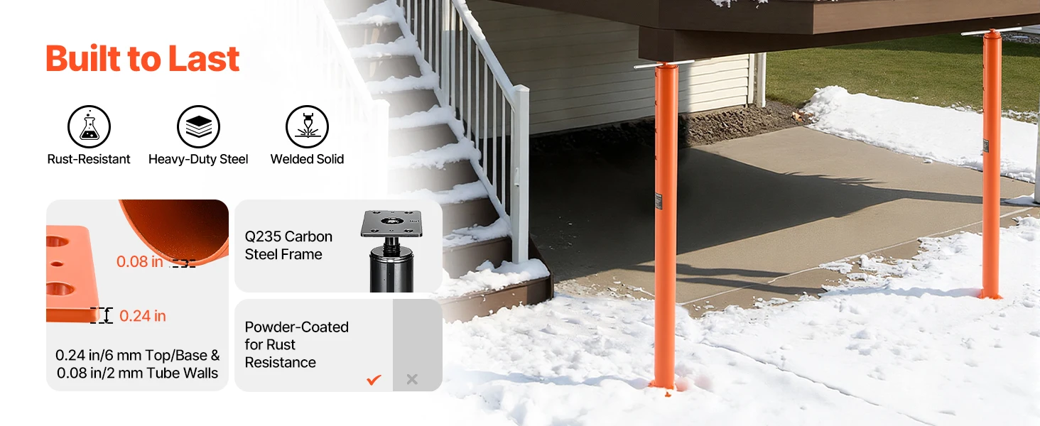 SucceBuy 2Pack 11200LBS House Floor Jacks 54-150in Height Adjustable Support Beam Basement Jack Post Pole for Leveling Temporary