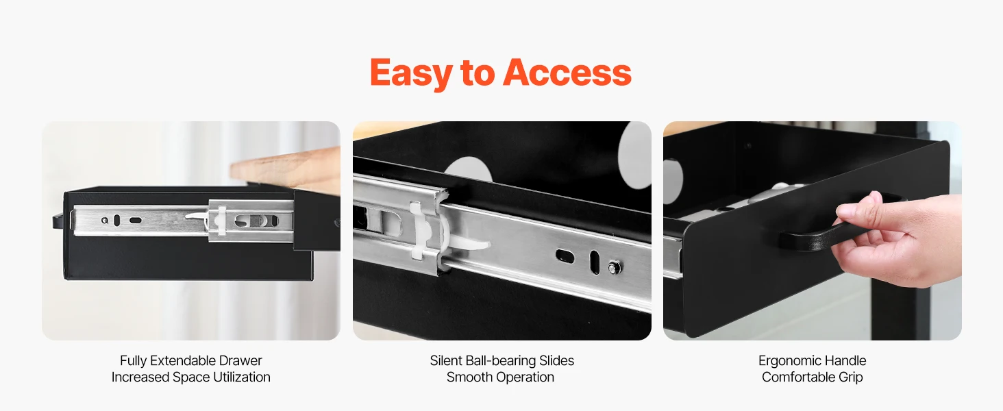SucceBuy 13in/22in Under Desk Drawer Slide Out Desktop Storage Box Mounted Pullout Undertable Drawer Organizer for Office Home