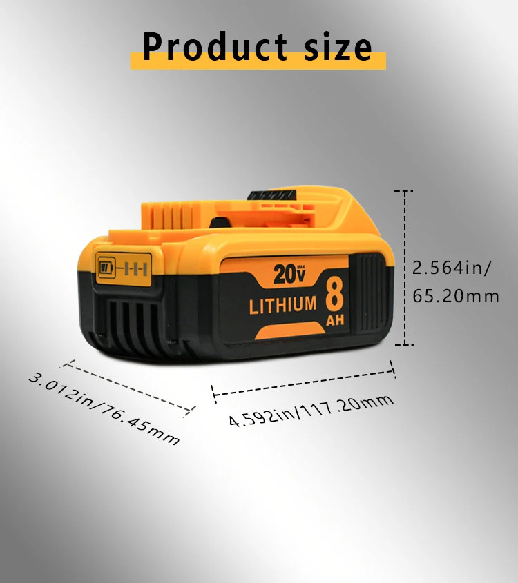 20V MAX 8Ah Battery Pack Compatible with DeWalt DCB200 DCB204 DCB205 DCB206, Lithium Ion Replacement Battery for Cordless Power Tools, 4-Pack