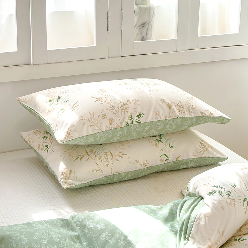 Tea Art Plant Print Three-Piece Duvet Cover Set (1 Duvet Cover + 2 Pillowcases) Ultra-Soft Breathable Fabric Skin-Friendly Comfortable Breathable Machine Washable Suitable for All Seasons Mother's Day Gift Fresh Pastoral Style