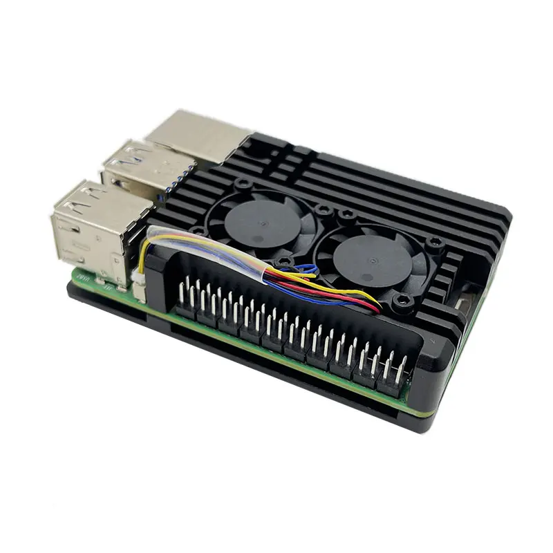 Raspberry Pi 5th Generation Dual Fan Heat Dissipation Case Raspberry Pi 5 Aluminum Alloy Heat Dissipation Protective Case Box
