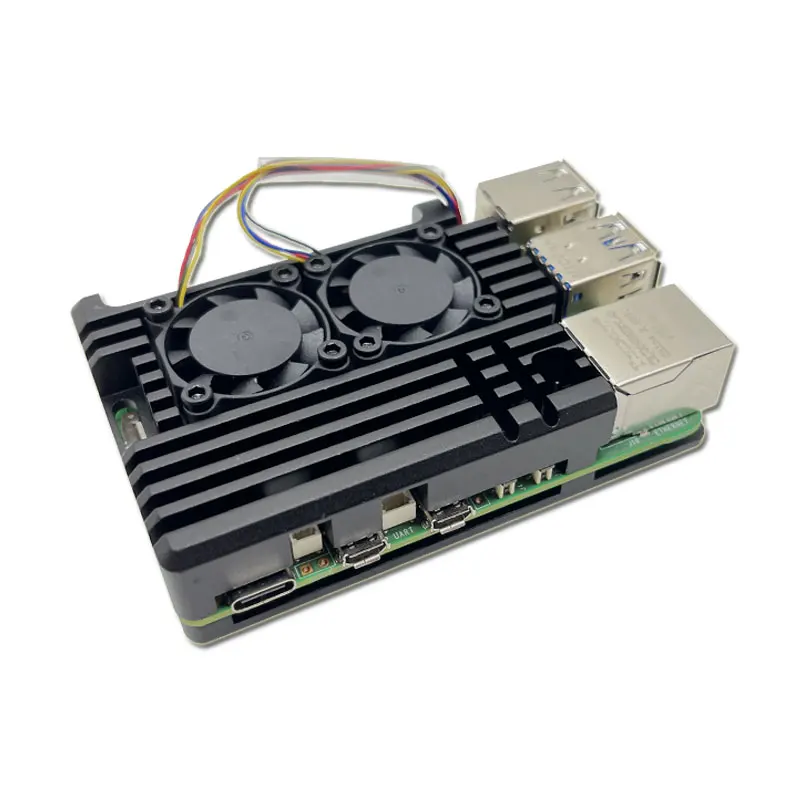 Raspberry Pi 5th Generation Dual Fan Heat Dissipation Case Raspberry Pi 5 Aluminum Alloy Heat Dissipation Protective Case Box