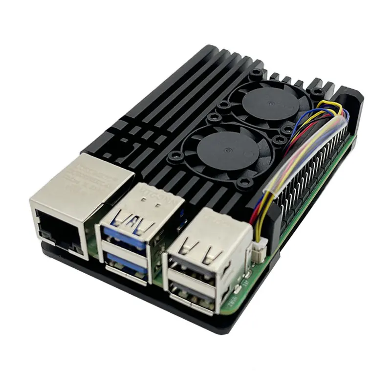 Raspberry Pi 5th Generation Dual Fan Heat Dissipation Case Raspberry Pi 5 Aluminum Alloy Heat Dissipation Protective Case Box