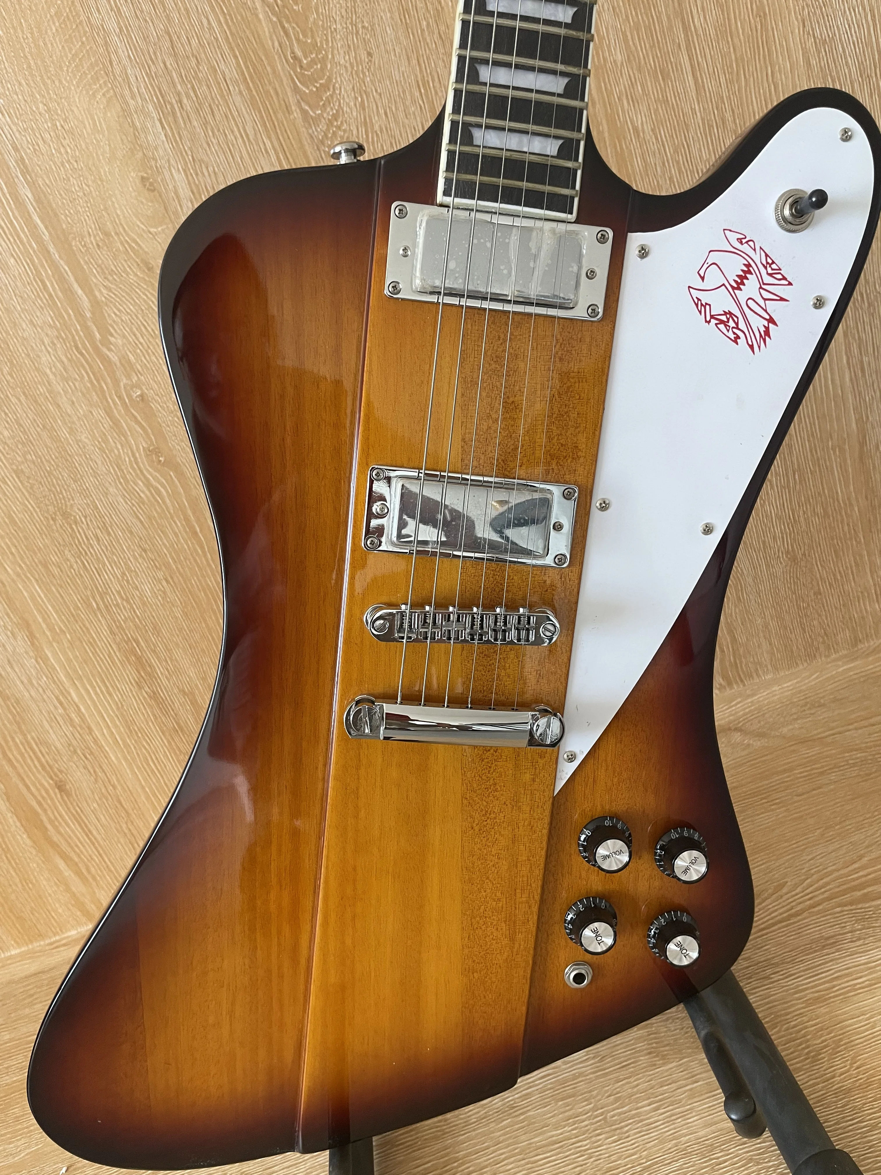 High Quality 6 String Firebird Style Electric Guitar Sunburst Rosewood Fingerboard