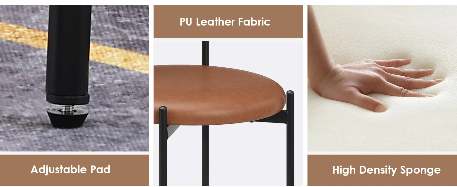 Farini PU Leather Dining Chairs, Upholstered Seat with Woven Rattan Back, Sturdy Metal Legs Modern Side Chairs for Kitchen Living Room