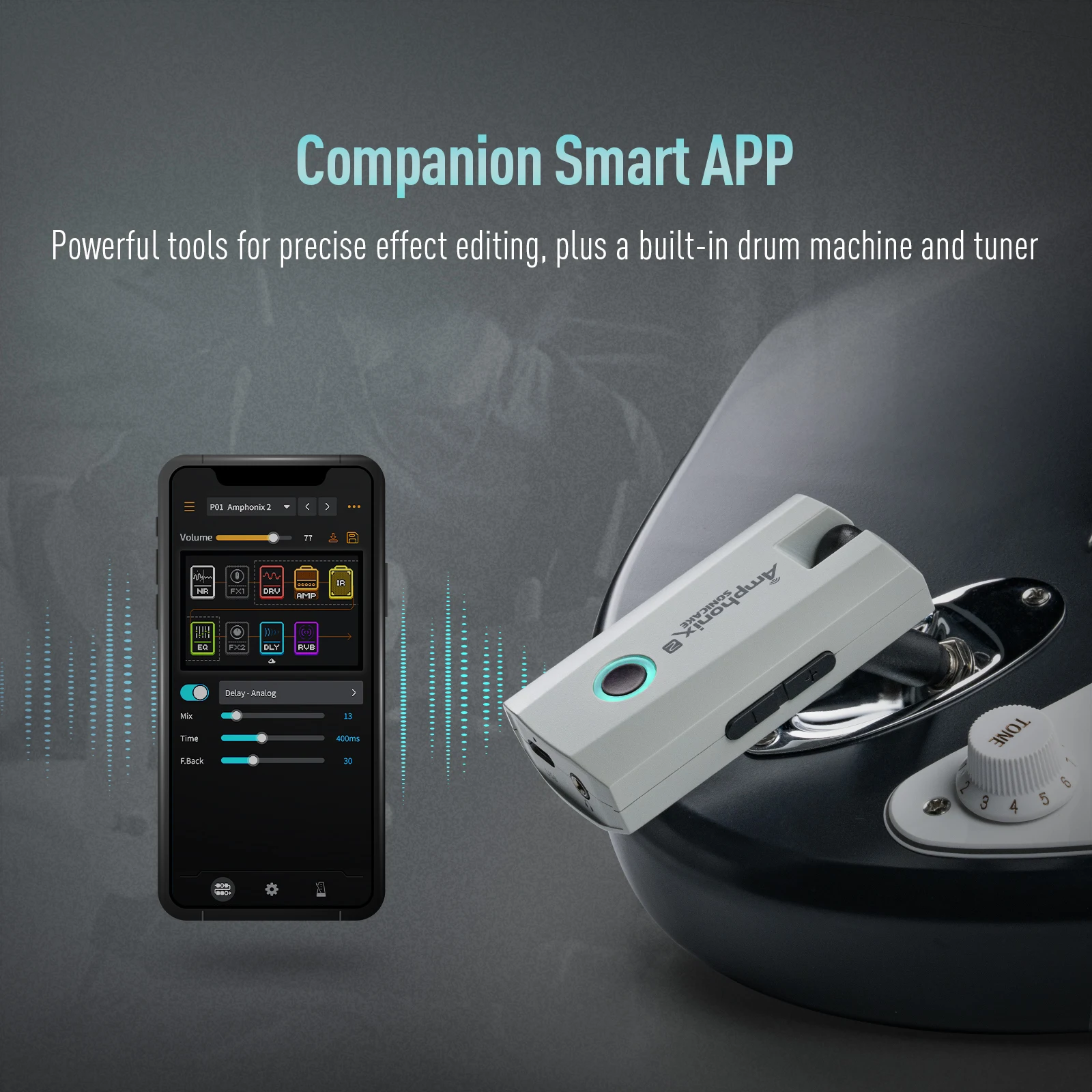 SONICAKE Local Amphonix 2 Headphone Guitar Amp 50 Factory Presets, 9 Effect Modules, BT Connectivity, App Control, USB Audio Recording for Home Practice and Outdoor Performances shipping from US