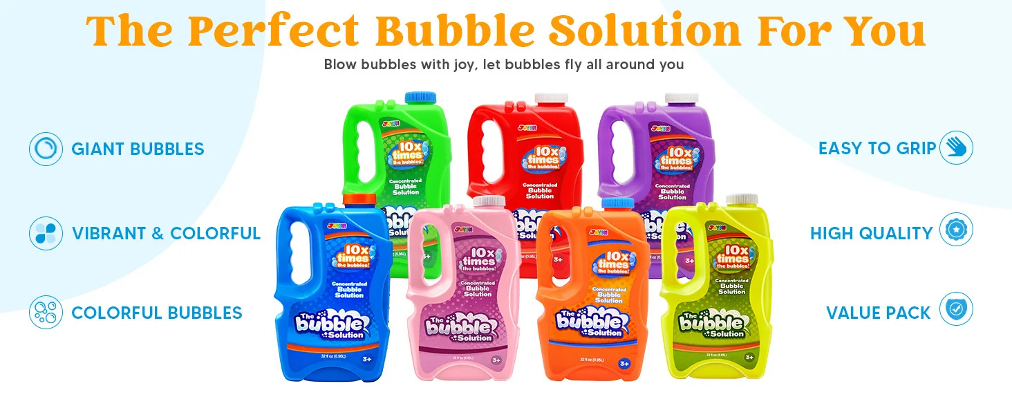JOYFY 32 OZ Concentrated Bubble Solution for Bubble Machines (Up to 2.5 Gallons) Concentrated Solution Refills for Machine Wands