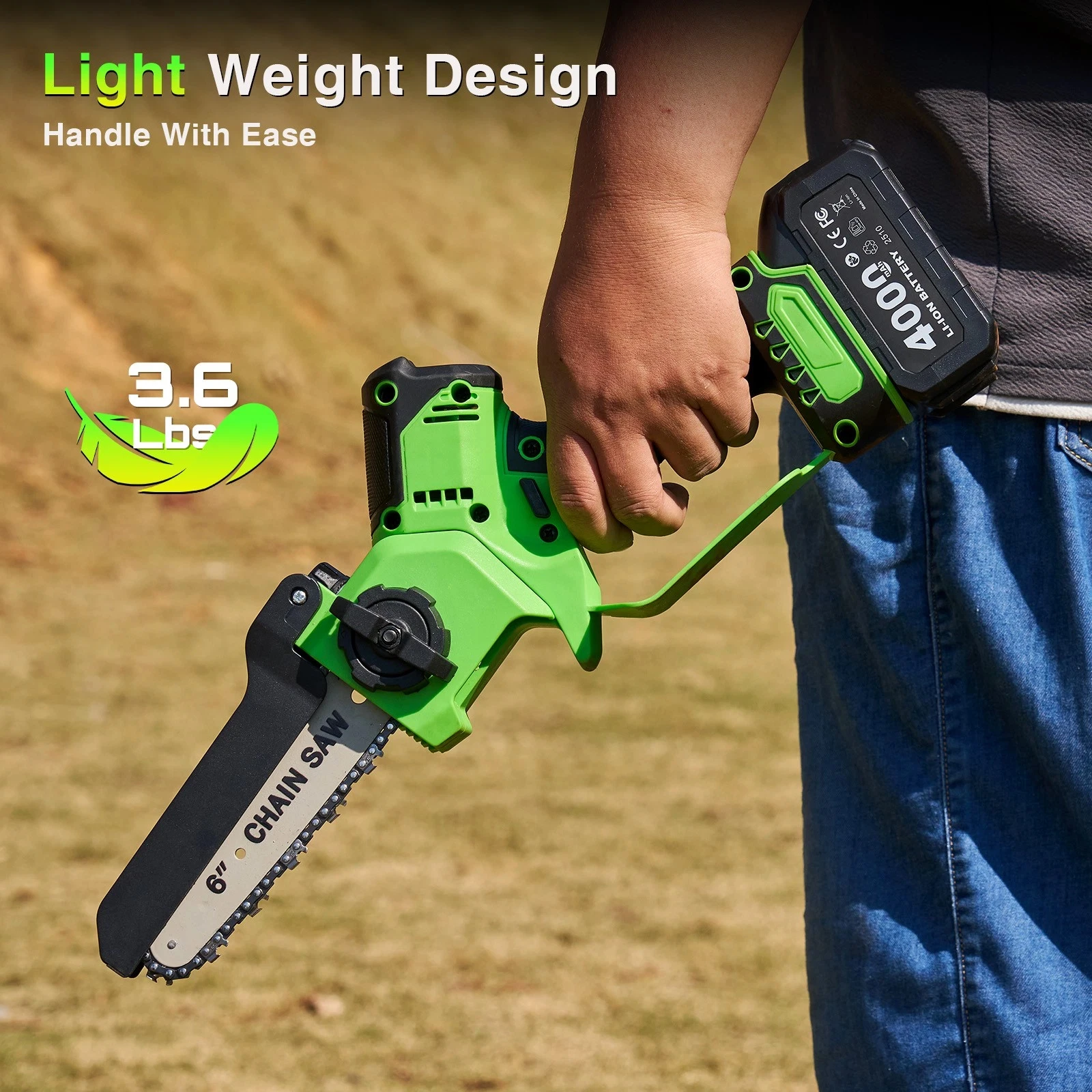 TaskStar Cordless Electric Saw 6&8 Inch Brushless Handheld Wood Saw with 2*4.0Ah Battery Manual Oiling Garden Branch Pruning Chainsaw For Makita 18V Battery Pin