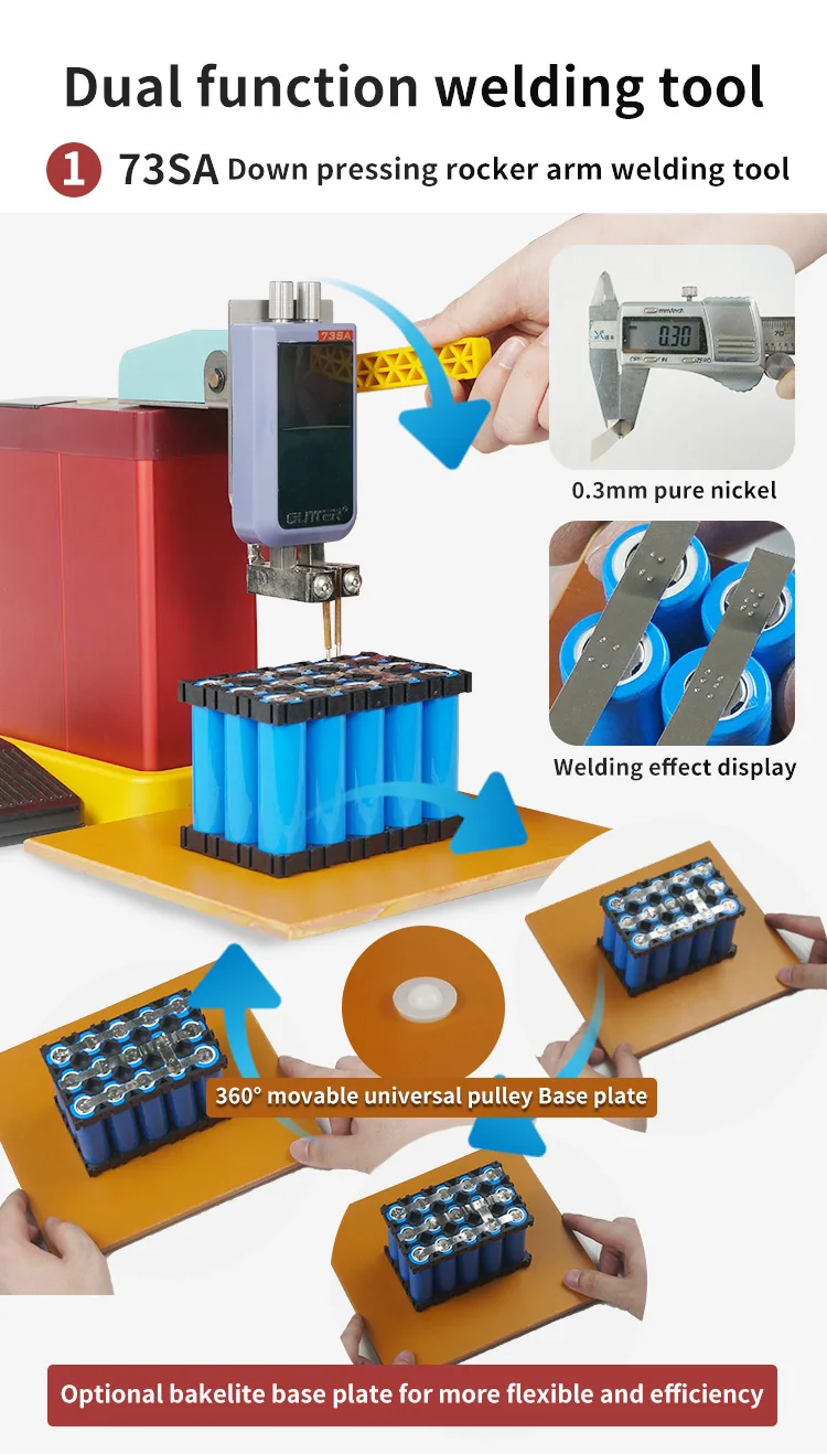 GLITTER 801D 14500W Capacitor Spot Welder:2500A High Power Pulse Battery Welding Machine for 18650 Lithium Battery Pack DIY Assembly & Repair, Professional Energy Storage Welder with Handheld Pen