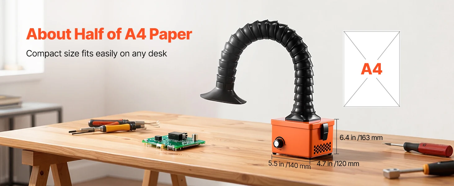 SucceBuy Solder Fume Extractor 40W Brushless Soldering Smoke Absorber with 2-Stage Filters & Adjustable Airflow for Soldering