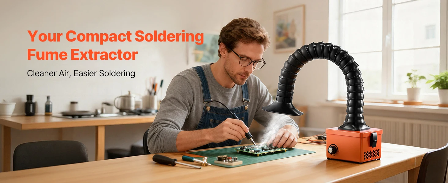 SucceBuy Solder Fume Extractor 40W Brushless Soldering Smoke Absorber with 2-Stage Filters & Adjustable Airflow for Soldering