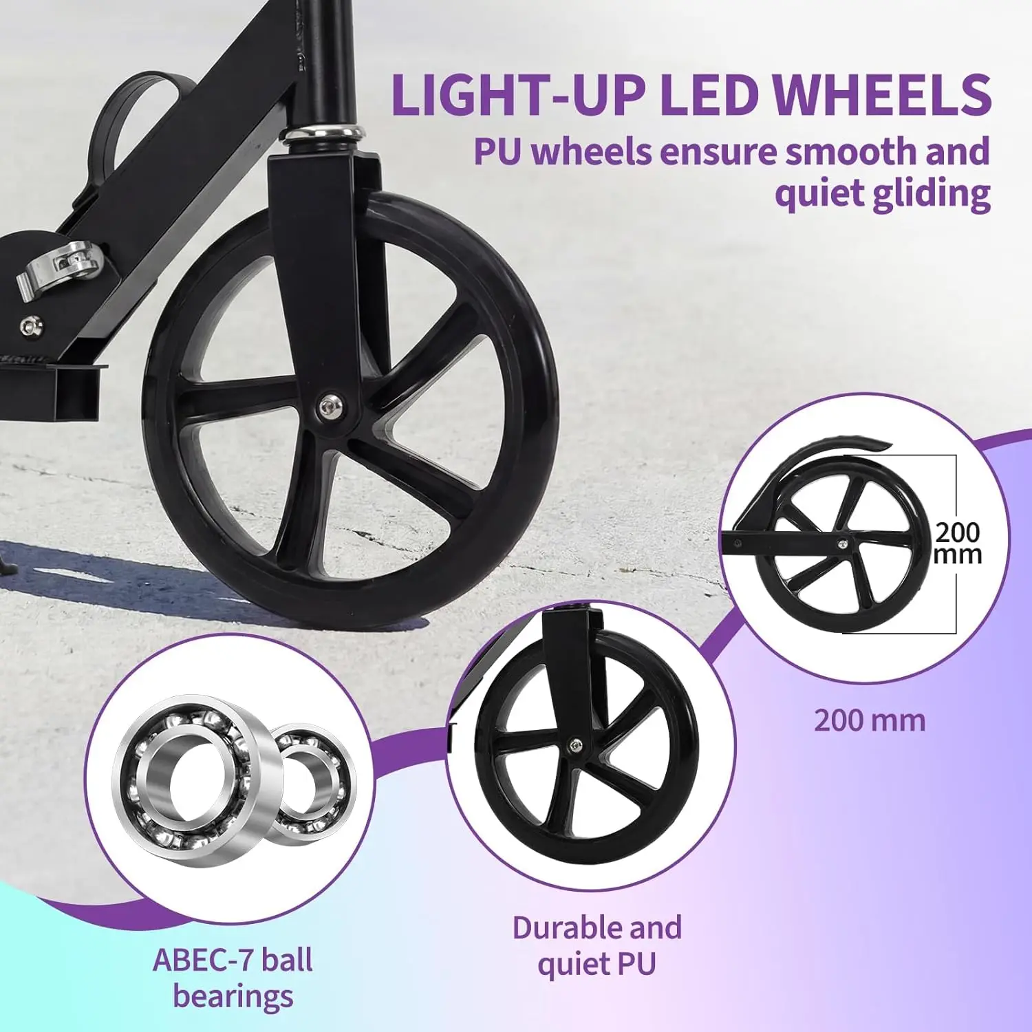 Urban Ride Kick Scooter for Kids Teens & Adults Ages 3-12 Years, Foldable Lightweight Design, Large 2 Wheels, Adjustable Handlebar, Non-Slip Deck & Sturdy Aluminum Frame