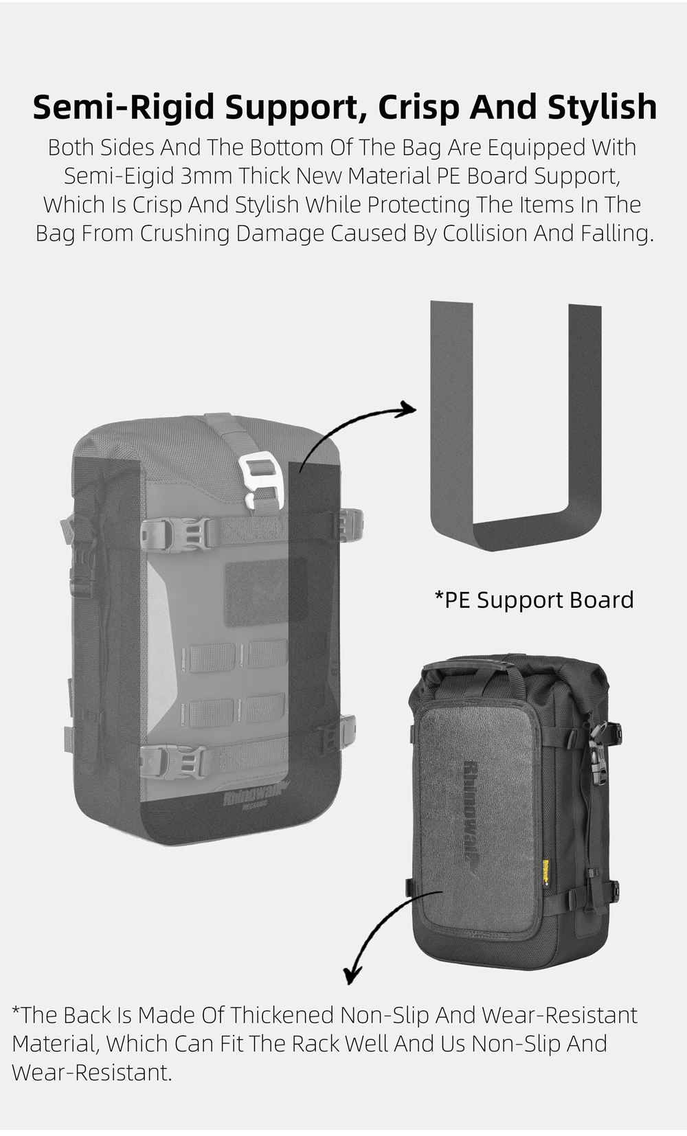 Rhinowalk Motorcycle Bumper Bag Waterproof Frame Crash Bar Pack Outdoor Cycling Tool Placement Bag With Inner Support Board