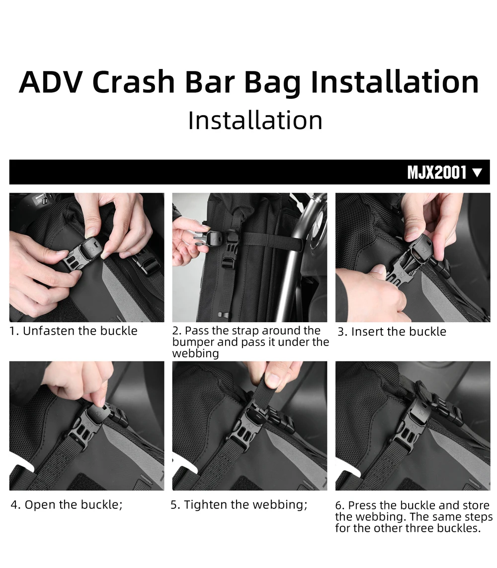 Rhinowalk Motorcycle Bumper Bag Waterproof Frame Crash Bar Pack Outdoor Cycling Tool Placement Bag With Inner Support Board