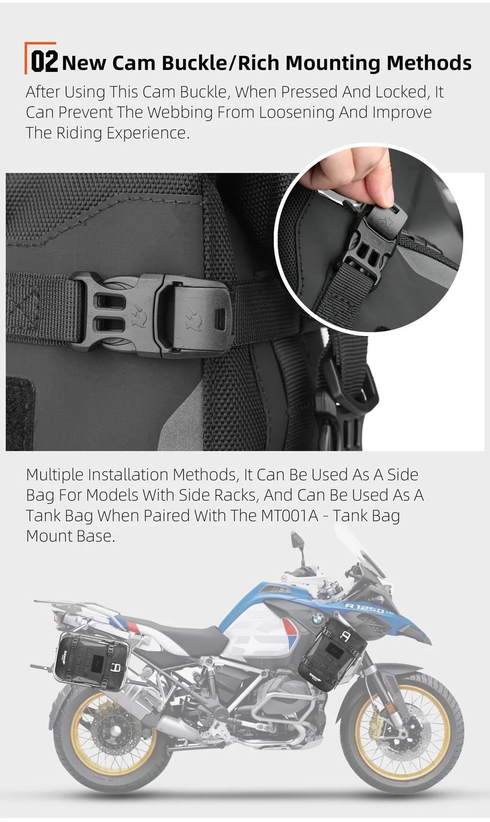 Rhinowalk Motorcycle Bumper Bag Waterproof Frame Crash Bar Pack Outdoor Cycling Tool Placement Bag With Inner Support Board