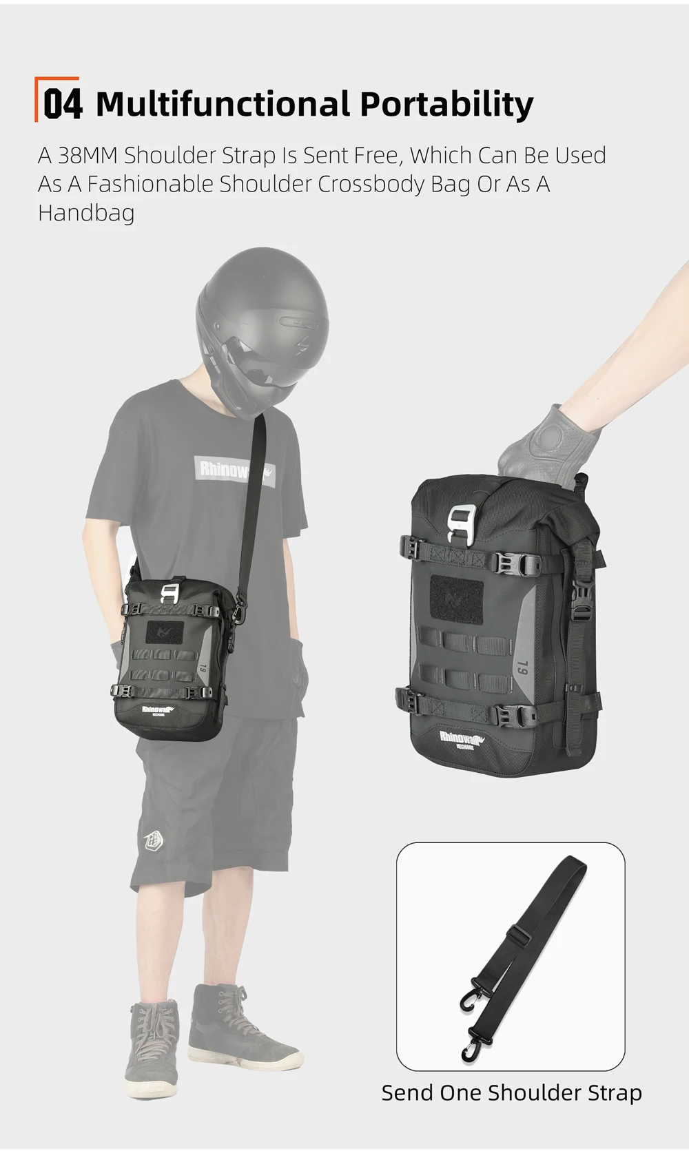 Rhinowalk Motorcycle Bumper Bag Waterproof Frame Crash Bar Pack Outdoor Cycling Tool Placement Bag With Inner Support Board
