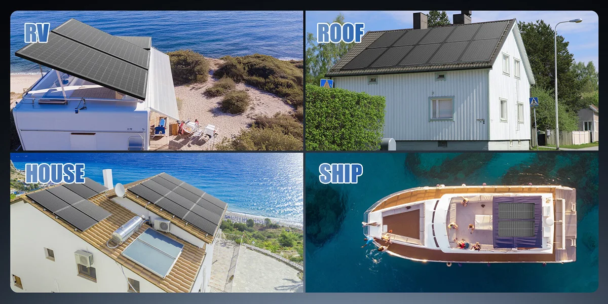 RVPOZWER 400W/200W/100W Bifacial Solar Panels 18BB Mono Cells High Efficiency Module RV Power Marine Boat Outdoor Off Grid