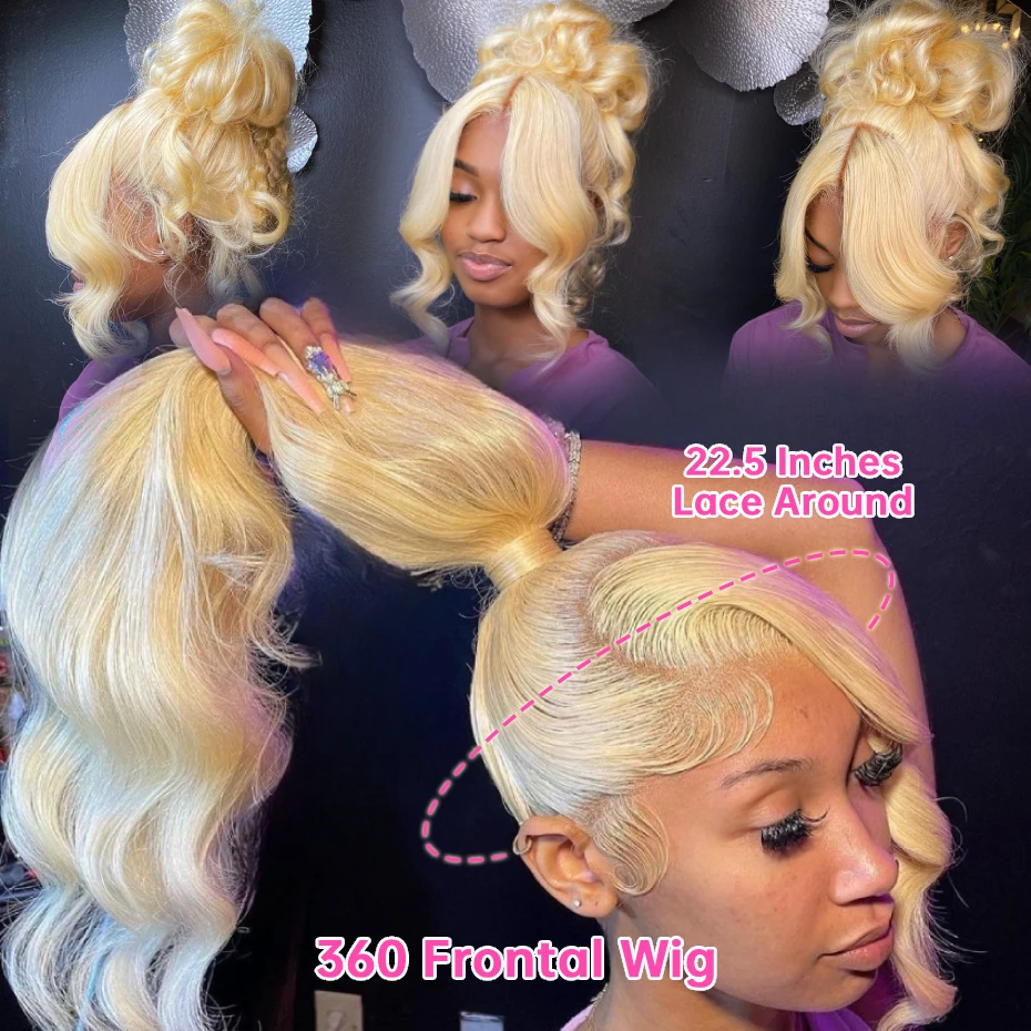 613 13x4 13x6 360 Lace Frontal Wig Body Wave Lace Front Wig 250 Density Brazilian Bone Straight Blonde Human Hair Wigs For Women