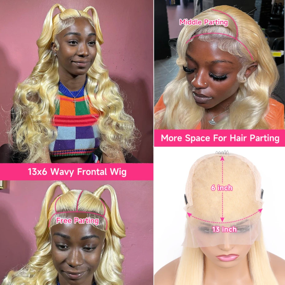 613 13x4 13x6 360 Lace Frontal Wig Body Wave Lace Front Wig 250 Density Brazilian Bone Straight Blonde Human Hair Wigs For Women