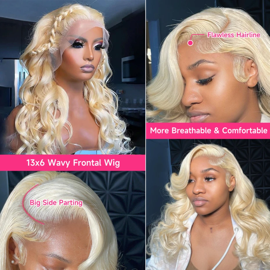 613 13x4 13x6 360 Lace Frontal Wig Body Wave Lace Front Wig 250 Density Brazilian Bone Straight Blonde Human Hair Wigs For Women