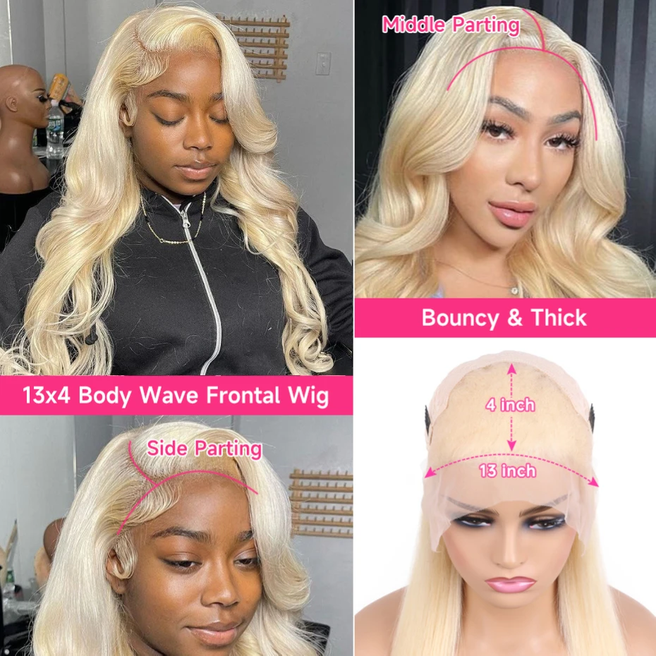 613 13x4 13x6 360 Lace Frontal Wig Body Wave Lace Front Wig 250 Density Brazilian Bone Straight Blonde Human Hair Wigs For Women